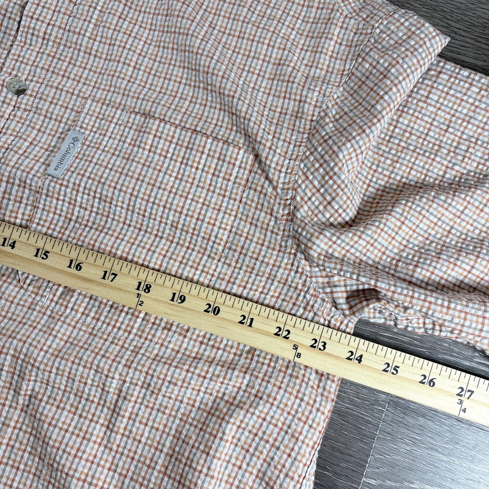 Columbia Mens Short Sleeve Plaid Button Down Shirt Ribbed Fabric Size M - Picture 4 of 7